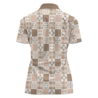 Hawaiian Palaka Quilt Pattern Women Polo Shirt Hawaii Culture Bird of Paradise Exotic Motif - Polynesian Pride