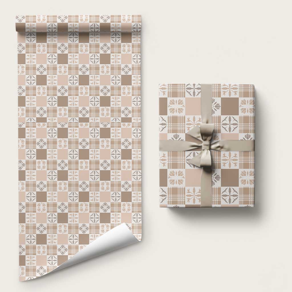 Hawaiian Palaka Quilt Pattern Wrapping Paper Hawaii Culture Bird of Paradise Exotic Motif LT9 58" × 23" Beige - Polynesian Pride