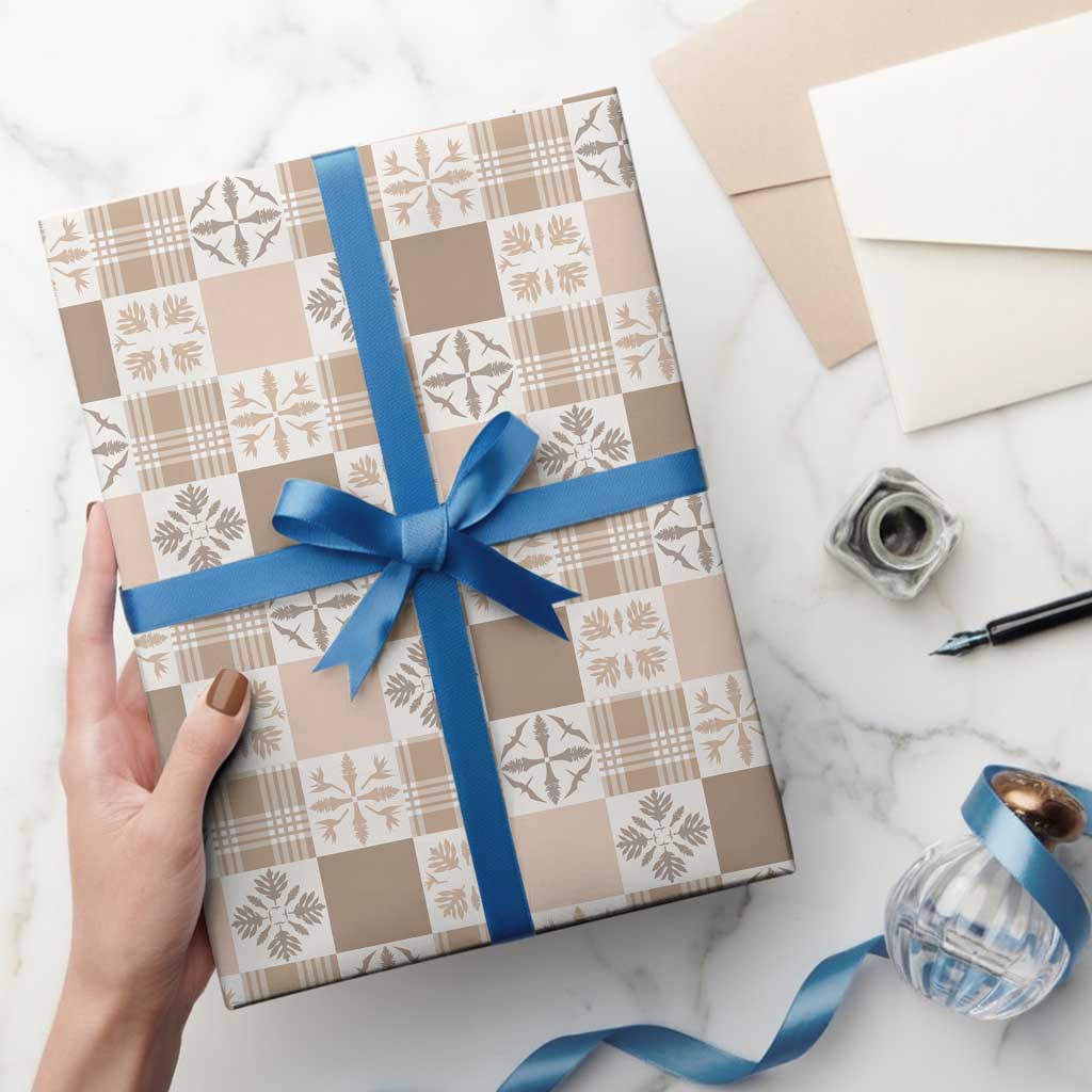 Hawaiian Palaka Quilt Pattern Wrapping Paper Hawaii Culture Bird of Paradise Exotic Motif - Polynesian Pride