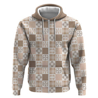 Hawaiian Palaka Quilt Pattern Zip Hoodie Hawaii Culture Bird of Paradise Exotic Motif - Polynesian Pride