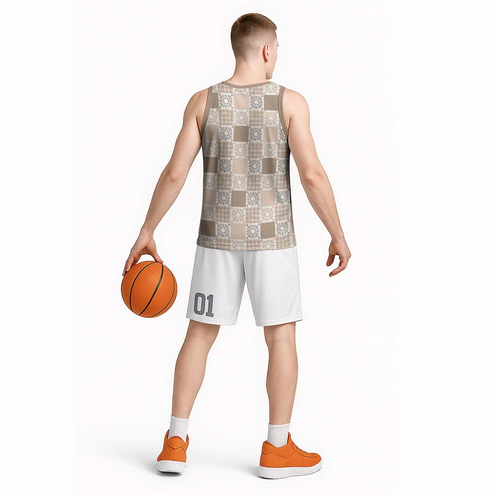 Hawaiian Palaka Quilt Pattern Basketball Jersey Hawaii Culture Honu Turtle - Polynesian Pride