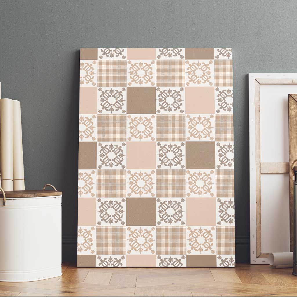 Hawaiian Palaka Quilt Pattern Canvas Wall Art Hawaii Culture Honu Turtle LT9 - Polynesian Pride