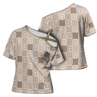 Hawaiian Palaka Quilt Pattern Cross Shoulder Shirt Hawaii Culture Honu Turtle - Polynesian Pride