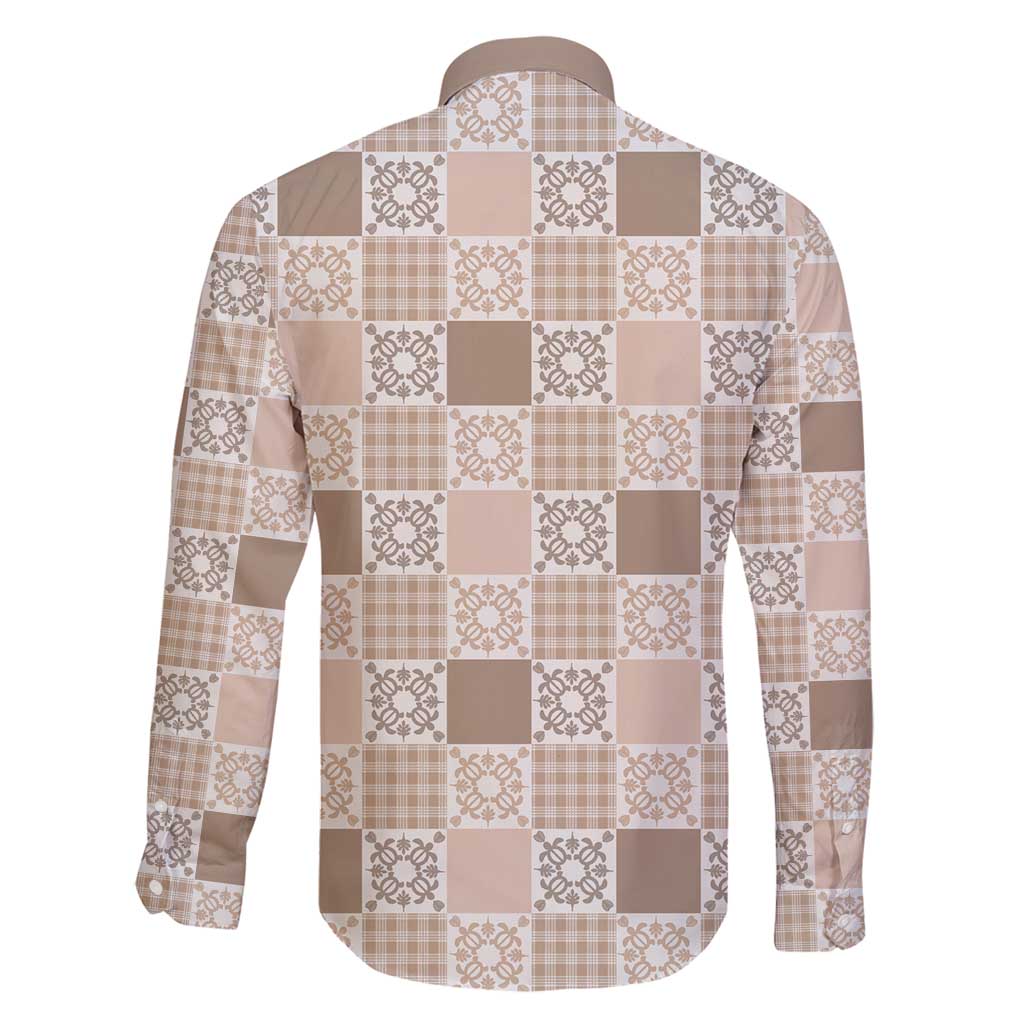 Hawaiian Palaka Quilt Pattern Family Matching Long Sleeve Bodycon Dress and Hawaiian Shirt Hawaii Culture Honu Turtle - Polynesian Pride