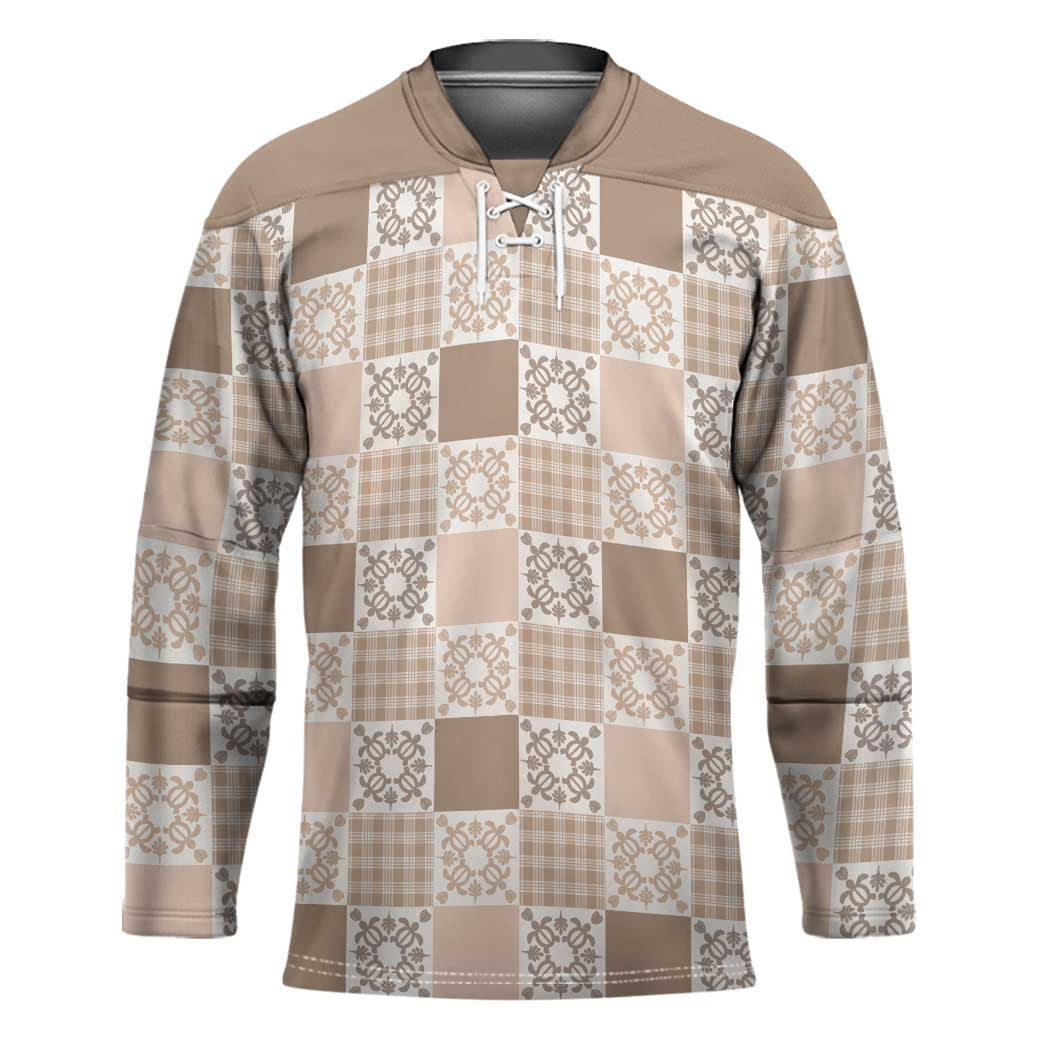 Hawaiian Palaka Quilt Pattern Hockey Jersey Hawaii Culture Honu Turtle - Polynesian Pride