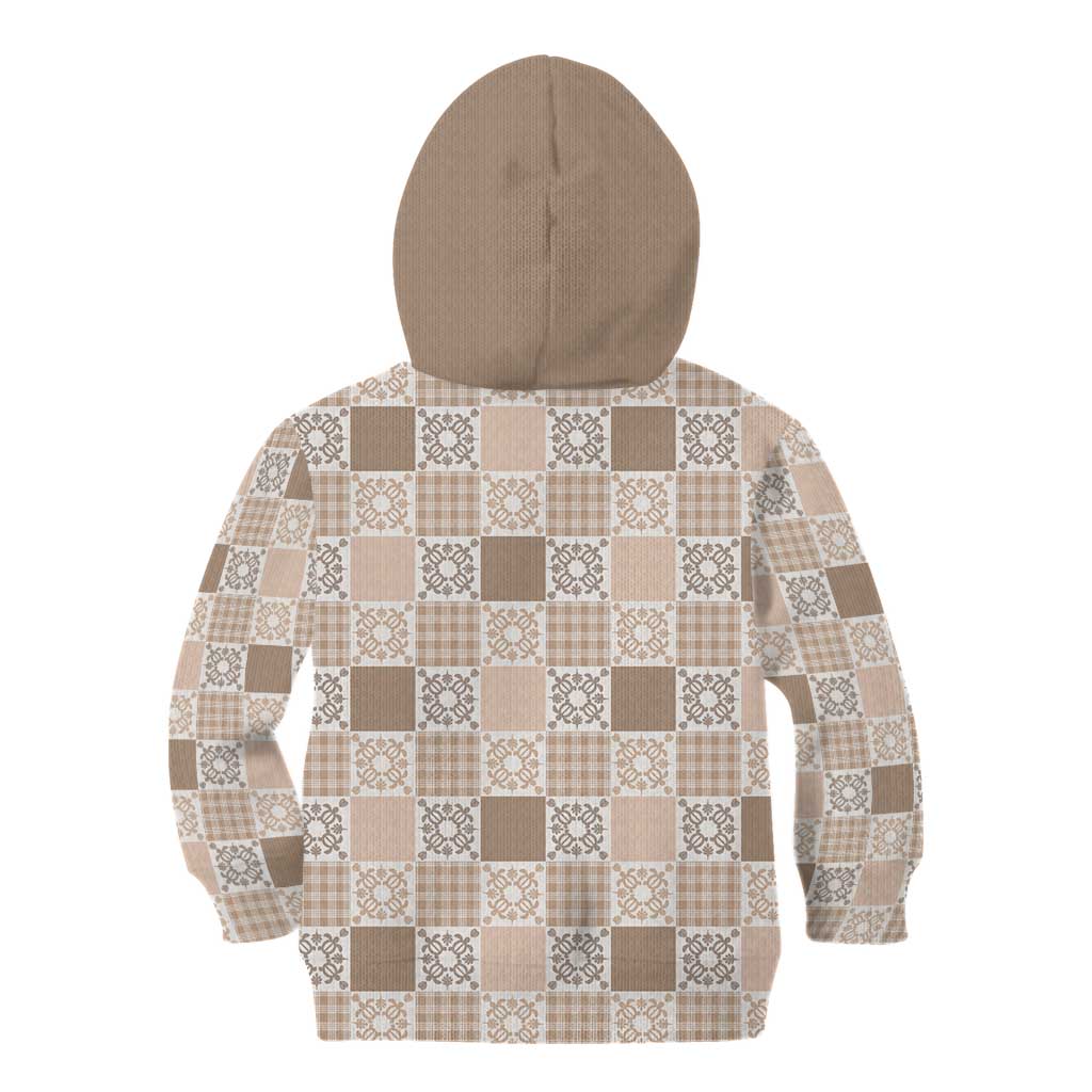 Hawaiian Palaka Quilt Pattern Kid Hoodie Hawaii Culture Honu Turtle - Polynesian Pride