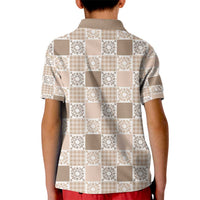 Hawaiian Palaka Quilt Pattern Kid Polo Shirt Hawaii Culture Honu Turtle - Polynesian Pride