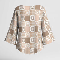 Hawaiian Palaka Quilt Pattern Kimono Sleeve Blouse Hawaii Culture Honu Turtle - Polynesian Pride