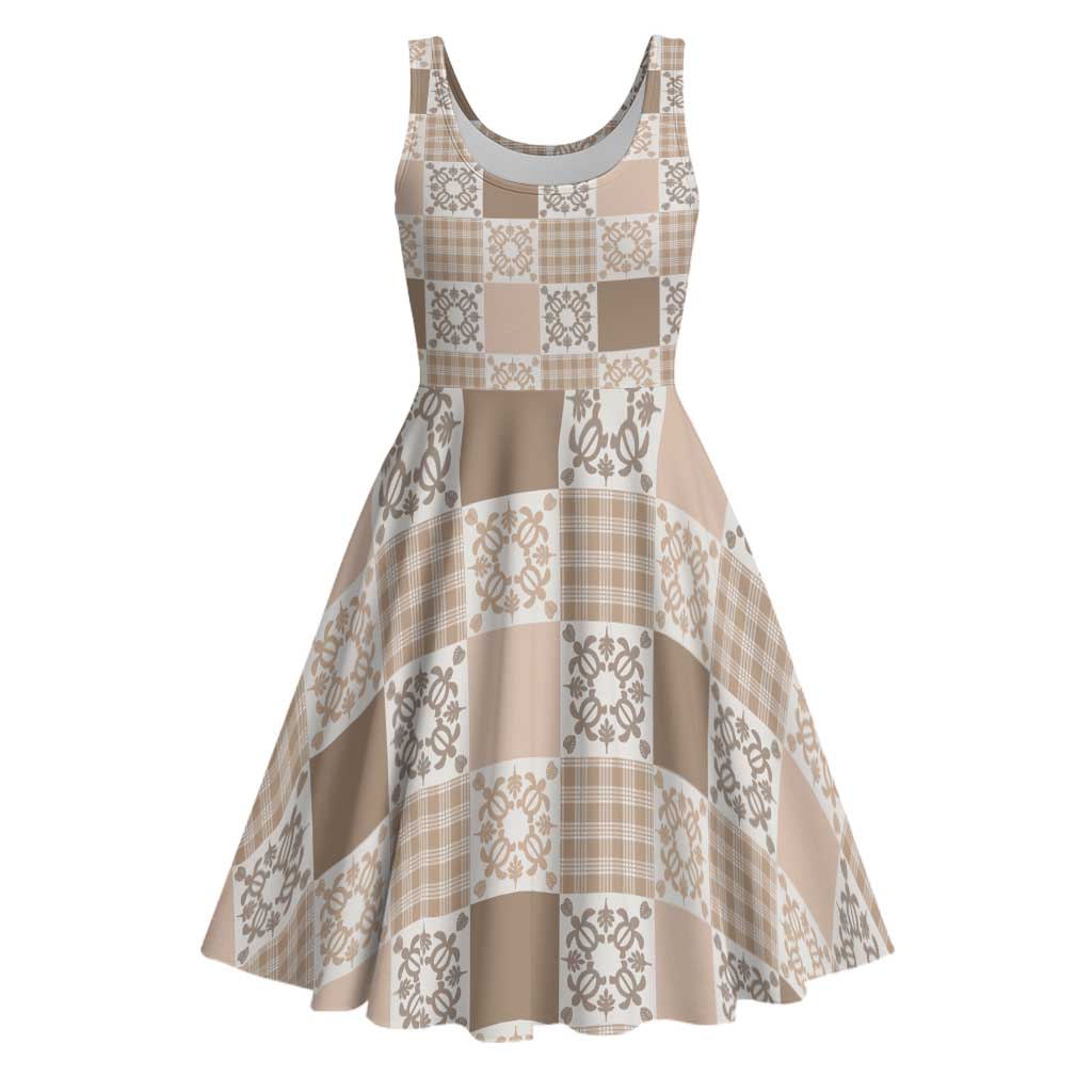 Hawaiian Palaka Quilt Pattern Midi Dress Hawaii Culture Honu Turtle - Polynesian Pride