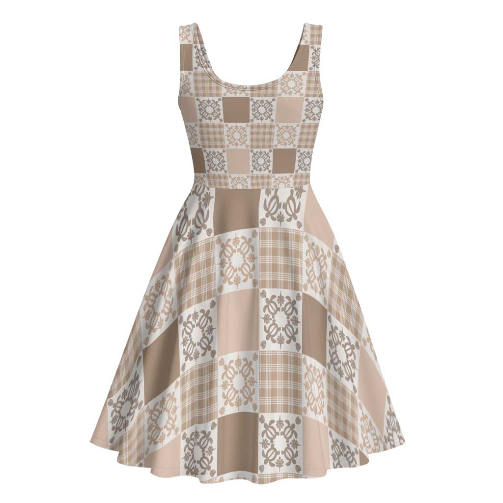 Hawaiian Palaka Quilt Pattern Midi Dress Hawaii Culture Honu Turtle - Polynesian Pride