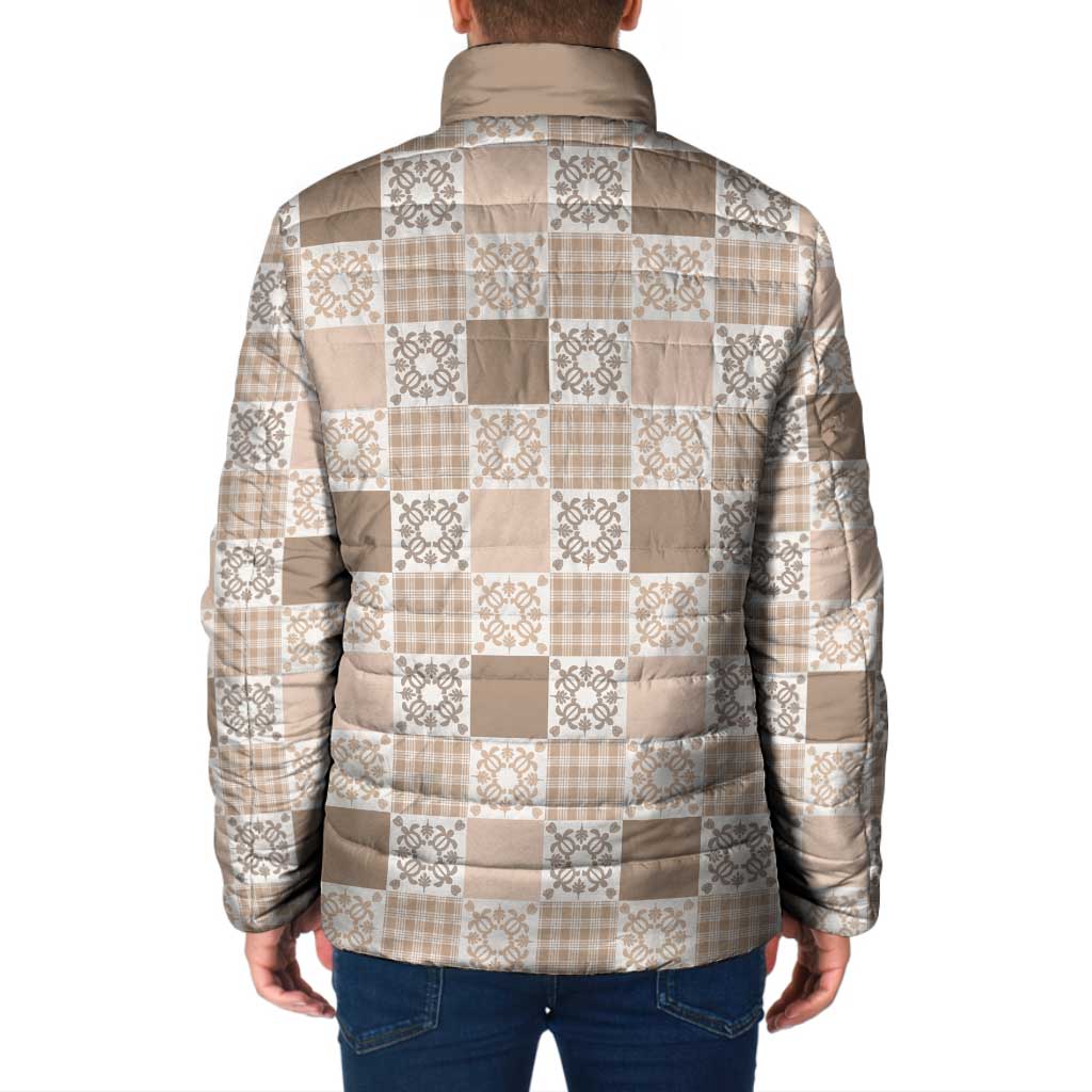 Hawaiian Palaka Quilt Pattern Padded Jacket Hawaii Culture Honu Turtle - Polynesian Pride