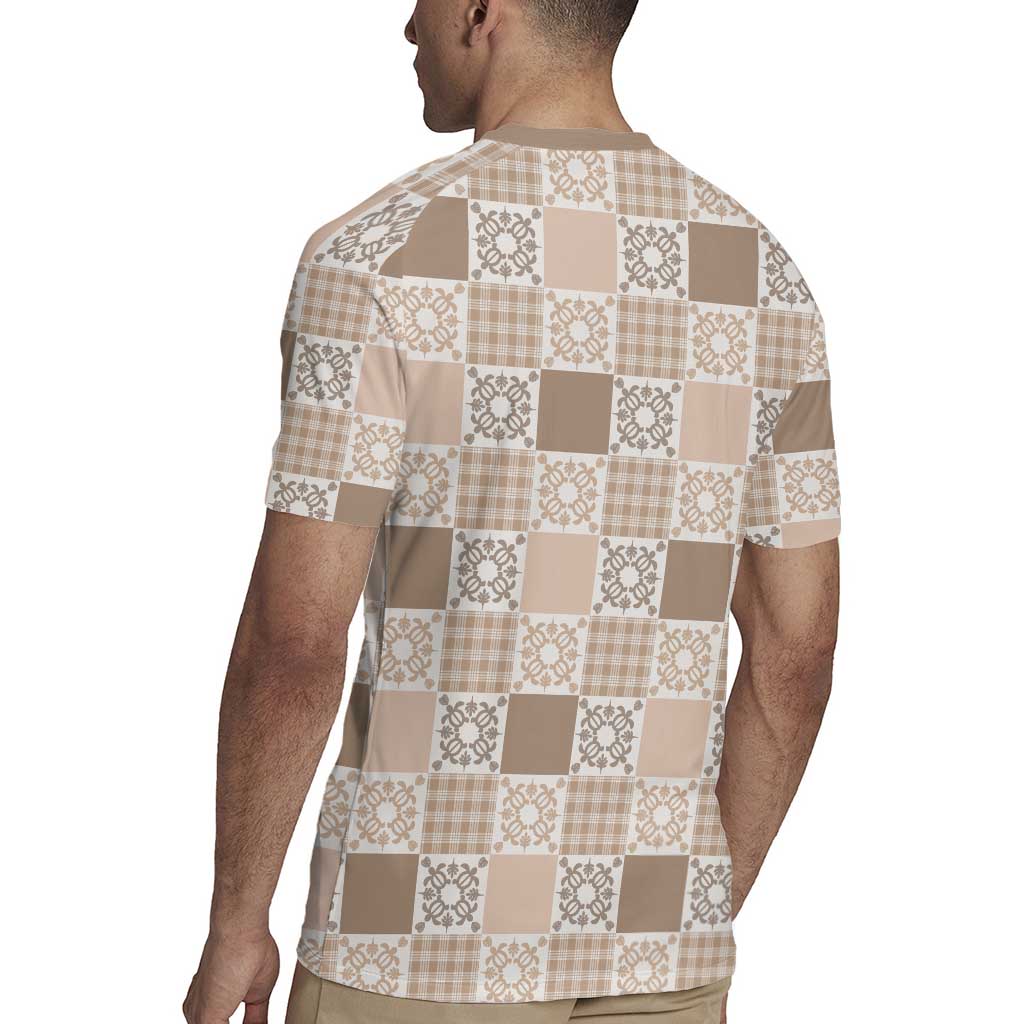 Hawaiian Palaka Quilt Pattern Rugby Jersey Hawaii Culture Honu Turtle - Polynesian Pride