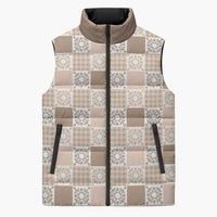 Hawaiian Palaka Quilt Pattern Sleeveless Puffer Jacket Hawaii Culture Honu Turtle - Polynesian Pride