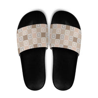 Hawaiian Palaka Quilt Pattern Slide Sandals Hawaii Culture Honu Turtle - Polynesian Pride