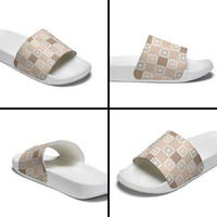 Hawaiian Palaka Quilt Pattern Slide Sandals Hawaii Culture Honu Turtle - Polynesian Pride