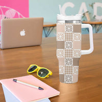 Hawaiian Palaka Quilt Pattern Tumbler With Handle Hawaii Culture Honu Turtle - Polynesian Pride