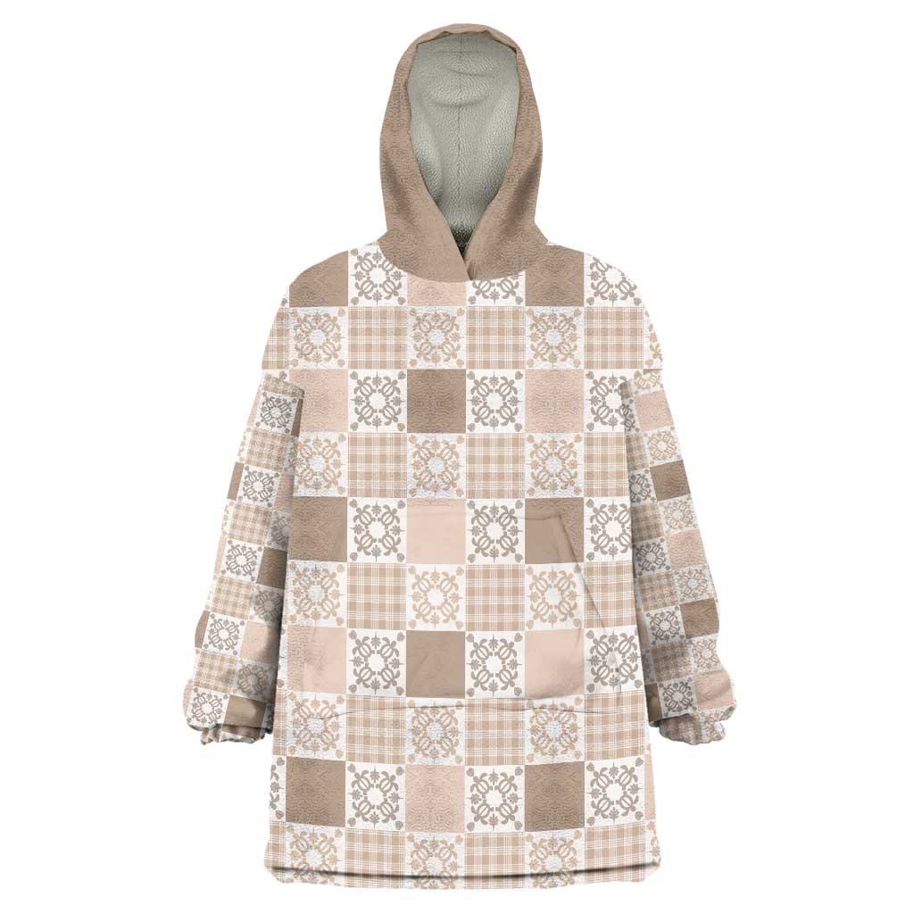 Hawaiian Palaka Quilt Pattern Wearable Blanket Hoodie Hawaii Culture Honu Turtle - Polynesian Pride