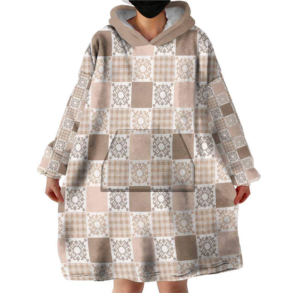 Hawaiian Palaka Quilt Pattern Wearable Blanket Hoodie Hawaii Culture Honu Turtle - Polynesian Pride