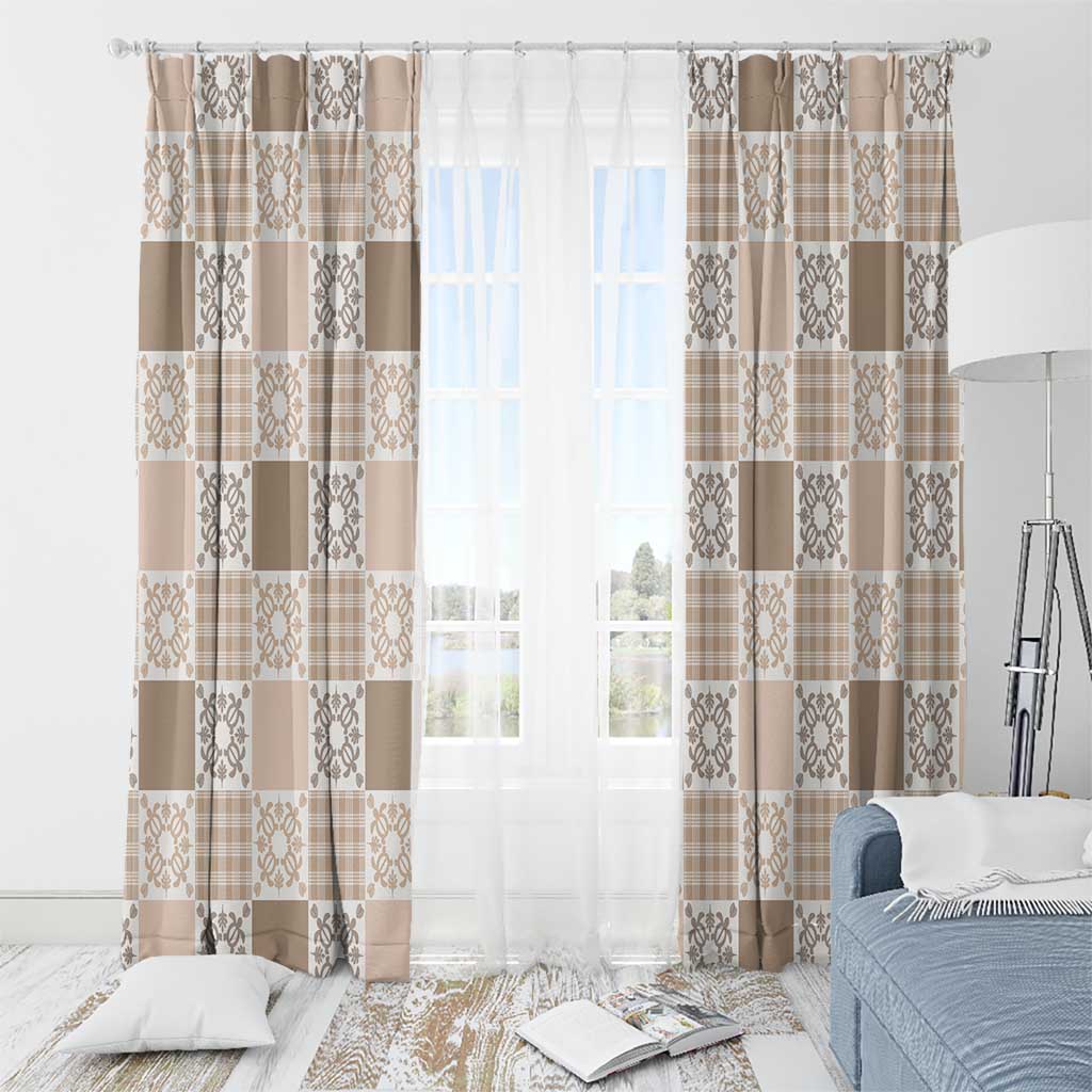 Hawaiian Palaka Quilt Pattern Window Curtain Hawaii Culture Honu Turtle - Polynesian Pride