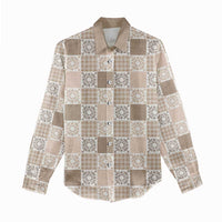 Hawaiian Palaka Quilt Pattern Women Casual Shirt Hawaii Culture Honu Turtle - Polynesian Pride