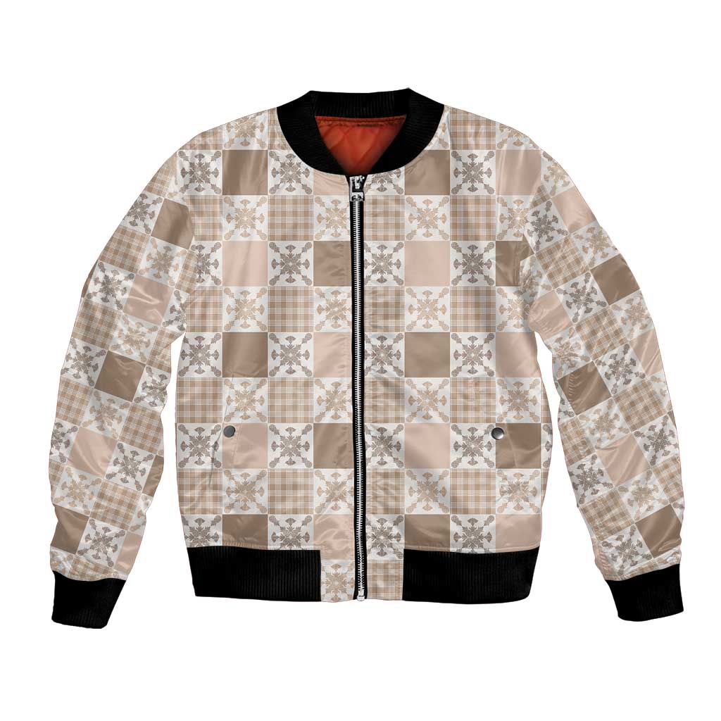 Hawaiian Palaka Quilt Pattern Bomber Jacket Hawaii Culture Pineapple - Polynesian Pride