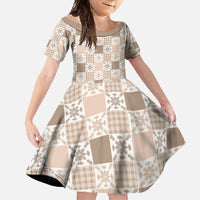 Hawaiian Palaka Quilt Pattern Family Matching Long Sleeve Bodycon Dress and Hawaiian Shirt Hawaii Culture Pineapple - Polynesian Pride