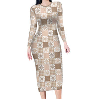 Hawaiian Palaka Quilt Pattern Family Matching Long Sleeve Bodycon Dress and Hawaiian Shirt Hawaii Culture Pineapple - Polynesian Pride