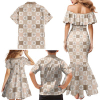 Hawaiian Palaka Quilt Pattern Family Matching Mermaid Dress and Hawaiian Shirt Hawaii Culture Pineapple - Polynesian Pride