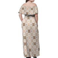 Hawaiian Palaka Quilt Pattern Family Matching Off Shoulder Maxi Dress and Hawaiian Shirt Hawaii Culture Pineapple - Polynesian Pride