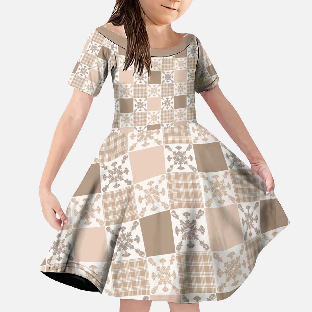 Hawaiian Palaka Quilt Pattern Family Matching Short Sleeve Bodycon Dress and Hawaiian Shirt Hawaii Culture Pineapple - Polynesian Pride