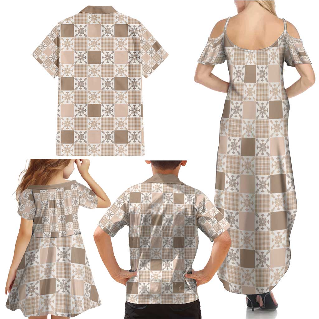 Hawaiian Palaka Quilt Pattern Family Matching Summer Maxi Dress and Hawaiian Shirt Hawaii Culture Pineapple - Polynesian Pride