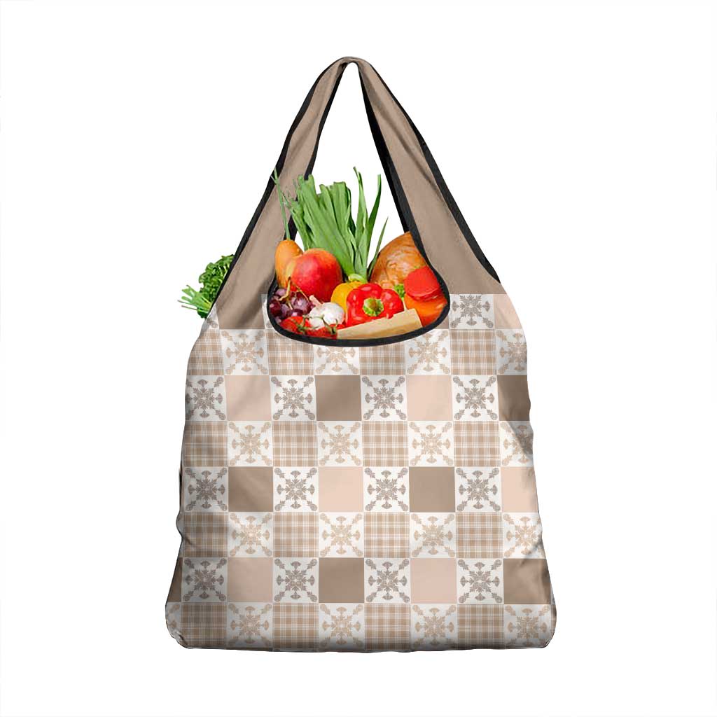 Hawaiian Palaka Quilt Pattern Grocery Bag Hawaii Culture Pineapple - Polynesian Pride