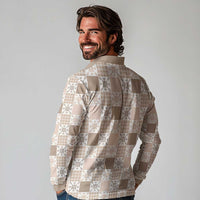 Hawaiian Palaka Quilt Pattern Long Sleeve Polo Shirt Hawaii Culture Pineapple - Polynesian Pride