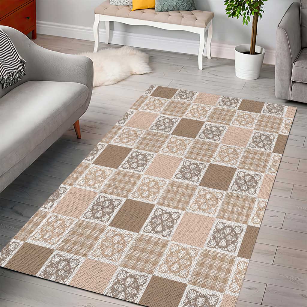 Hawaiian Palaka Quilt Pattern Area Rug Hawaii Culture Tropical Flowers Mix - Polynesian Pride