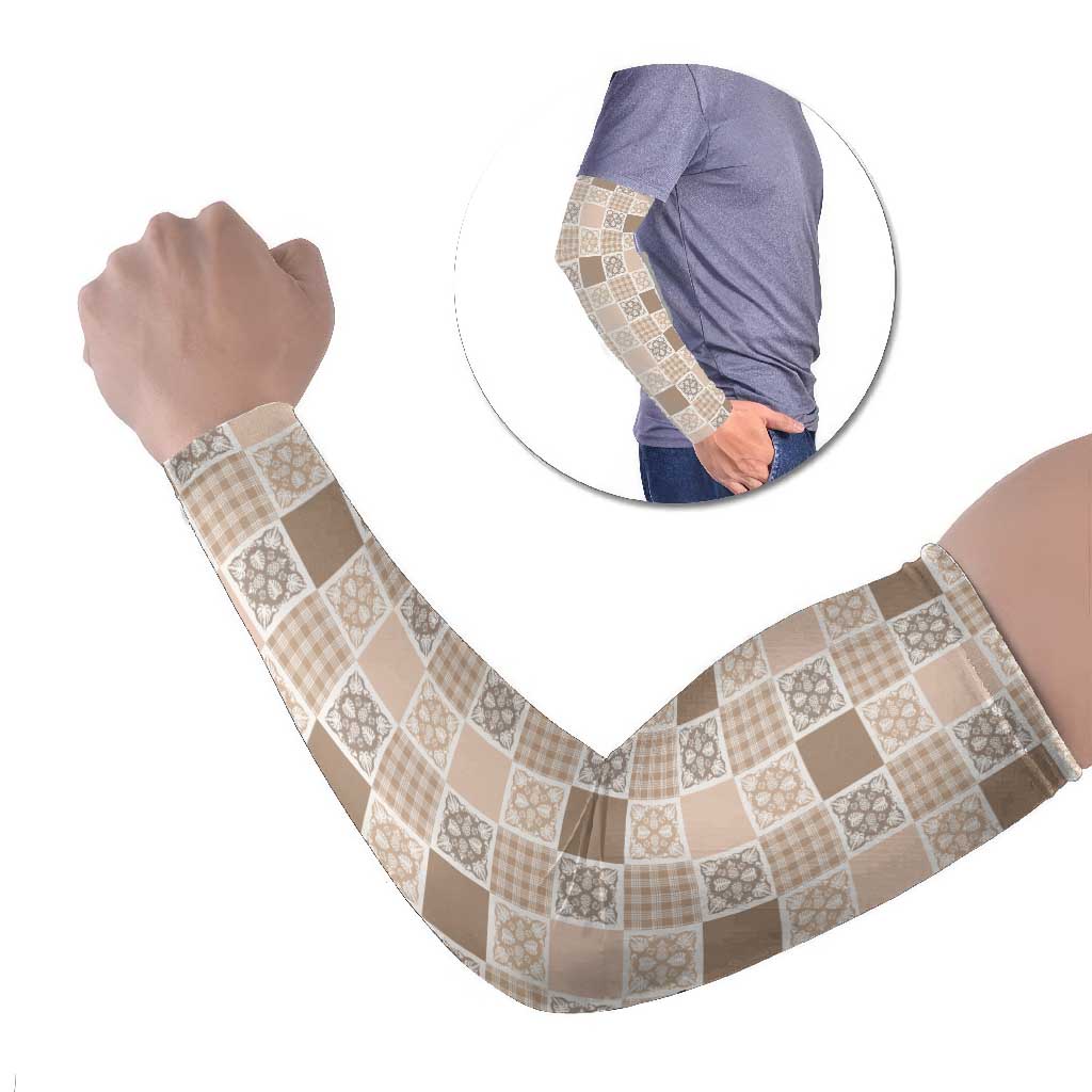 Hawaiian Palaka Quilt Pattern Arm Sleeves Hawaii Culture Tropical Flowers Mix - Polynesian Pride