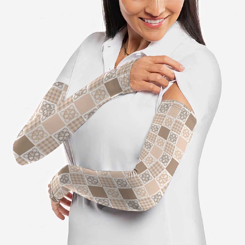 Hawaiian Palaka Quilt Pattern Arm Sleeves Hawaii Culture Tropical Flowers Mix - Polynesian Pride