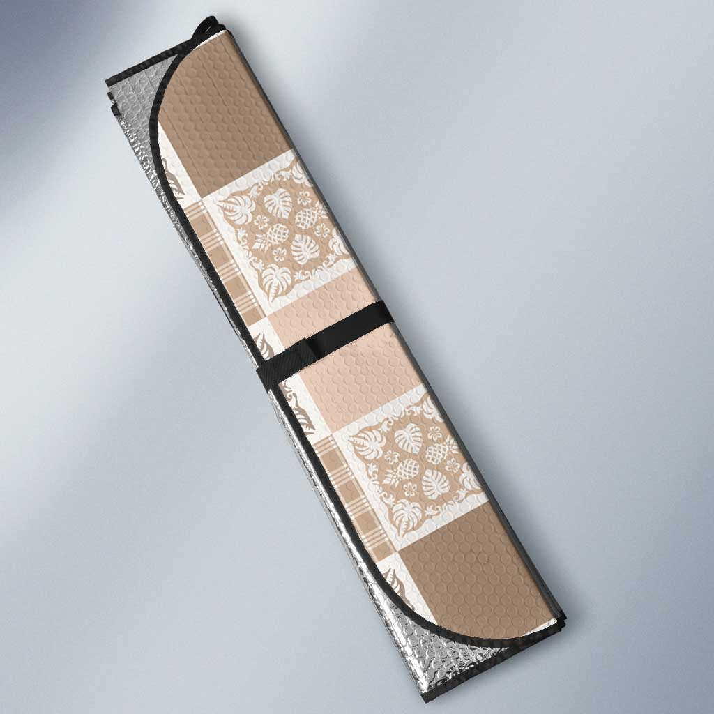 Hawaiian Palaka Quilt Pattern Auto Sun Shade Hawaii Culture Tropical Flowers Mix - Polynesian Pride