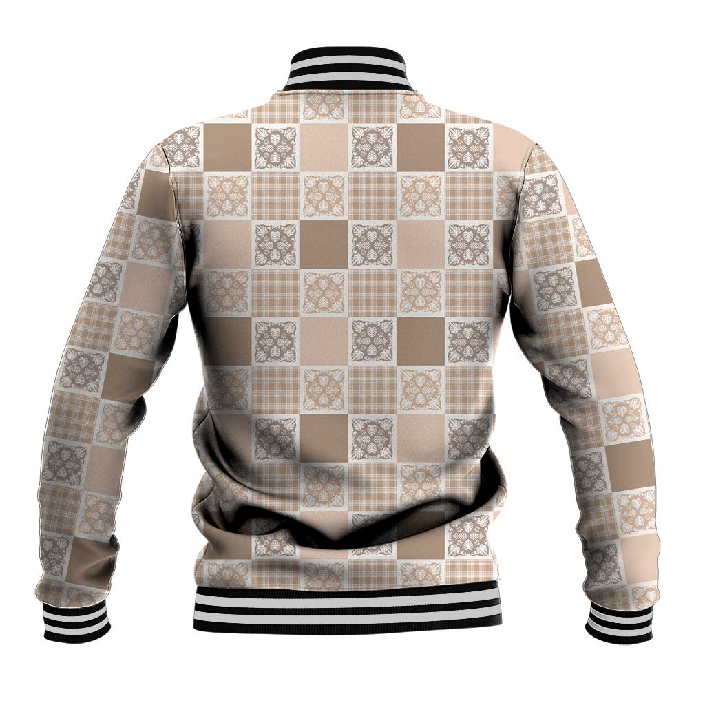 Hawaiian Palaka Quilt Pattern Baseball Jacket Hawaii Culture Tropical Flowers Mix - Polynesian Pride