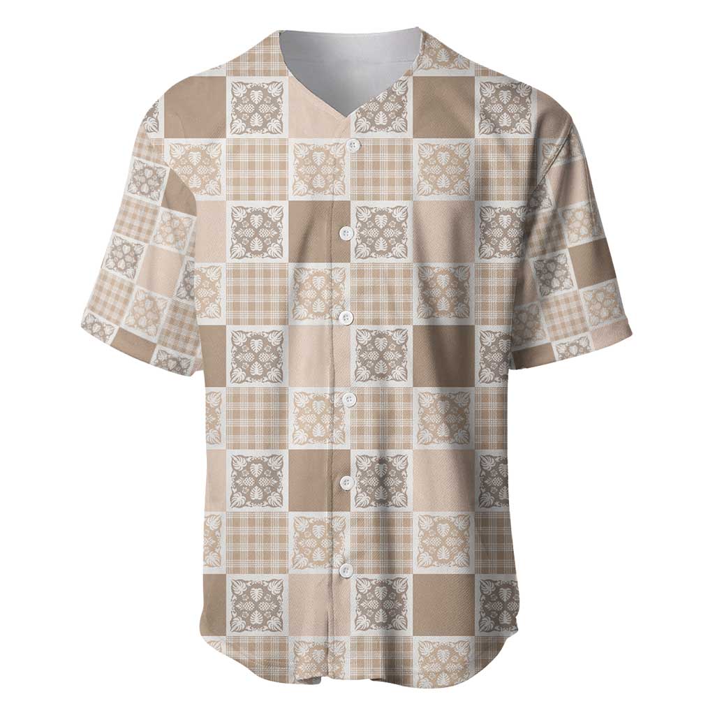 Hawaiian Palaka Quilt Pattern Baseball Jersey Hawaii Culture Tropical Flowers Mix - Polynesian Pride