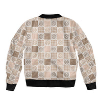 Hawaiian Palaka Quilt Pattern Bomber Jacket Hawaii Culture Tropical Flowers Mix - Polynesian Pride