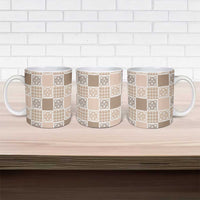 Hawaiian Palaka Quilt Pattern Ceramic Mug Hawaii Culture Tropical Flowers Mix - Polynesian Pride