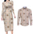 Hawaiian Palaka Quilt Pattern Couples Matching Long Sleeve Bodycon Dress and Long Sleeve Button Shirt Hawaii Culture Tropical Flowers Mix - Polynesian Pride