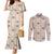 Hawaiian Palaka Quilt Pattern Couples Matching Mermaid Dress and Long Sleeve Button Shirt Hawaii Culture Tropical Flowers Mix - Polynesian Pride