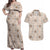 Hawaiian Palaka Quilt Pattern Couples Matching Off Shoulder Maxi Dress and Hawaiian Shirt Hawaii Culture Tropical Flowers Mix - Polynesian Pride