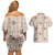 Hawaiian Palaka Quilt Pattern Couples Matching Off Shoulder Short Dress and Hawaiian Shirt Hawaii Culture Tropical Flowers Mix - Polynesian Pride