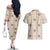 Hawaiian Palaka Quilt Pattern Couples Matching Off The Shoulder Long Sleeve Dress and Hawaiian Shirt Hawaii Culture Tropical Flowers Mix - Polynesian Pride