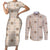 Hawaiian Palaka Quilt Pattern Couples Matching Short Sleeve Bodycon Dress and Long Sleeve Button Shirt Hawaii Culture Tropical Flowers Mix - Polynesian Pride