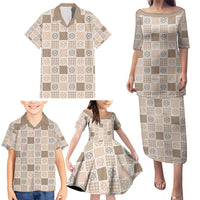 Hawaiian Palaka Quilt Pattern Family Matching Puletasi and Hawaiian Shirt Hawaii Culture Tropical Flowers Mix - Polynesian Pride