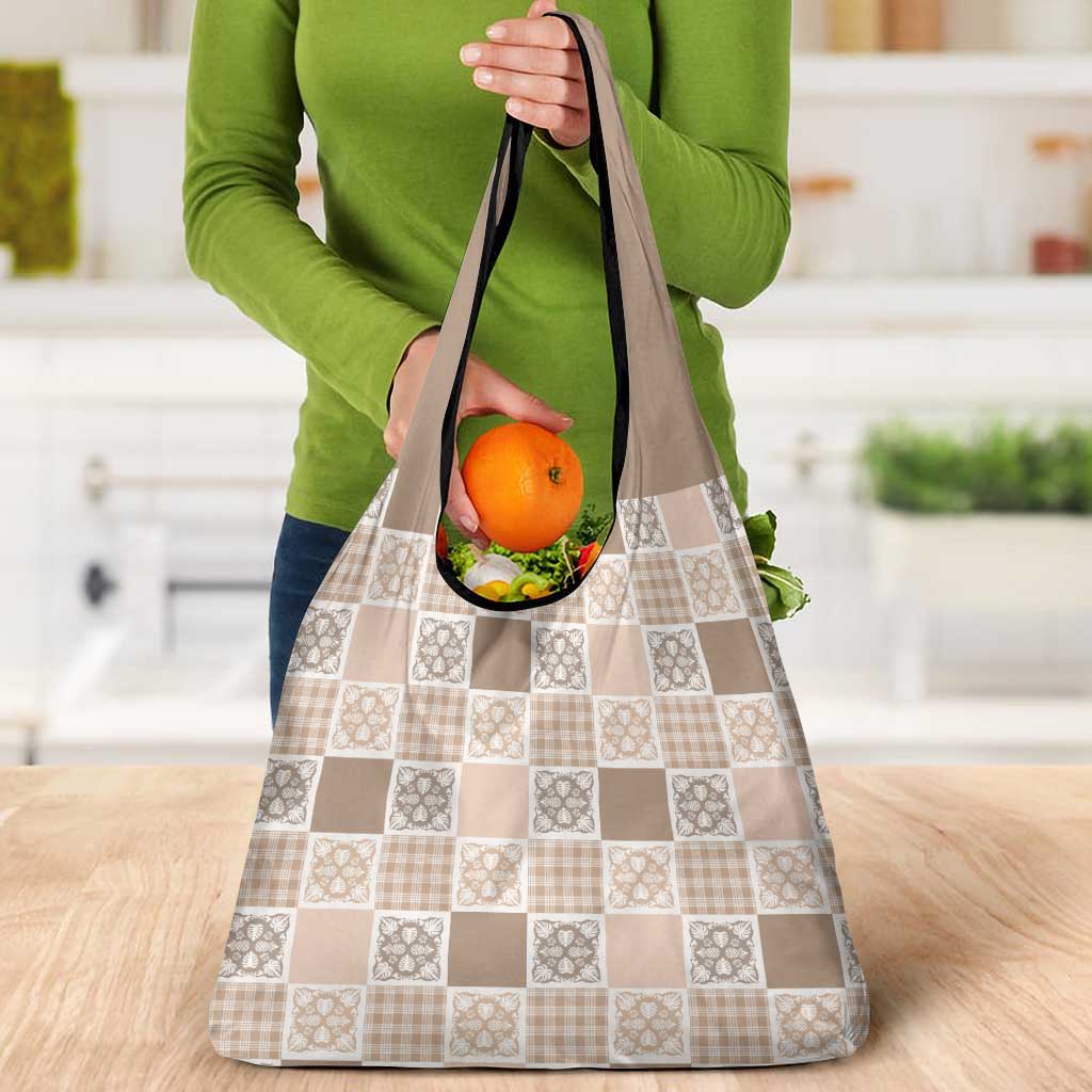 Hawaiian Palaka Quilt Pattern Grocery Bag Hawaii Culture Tropical Flowers Mix - Polynesian Pride