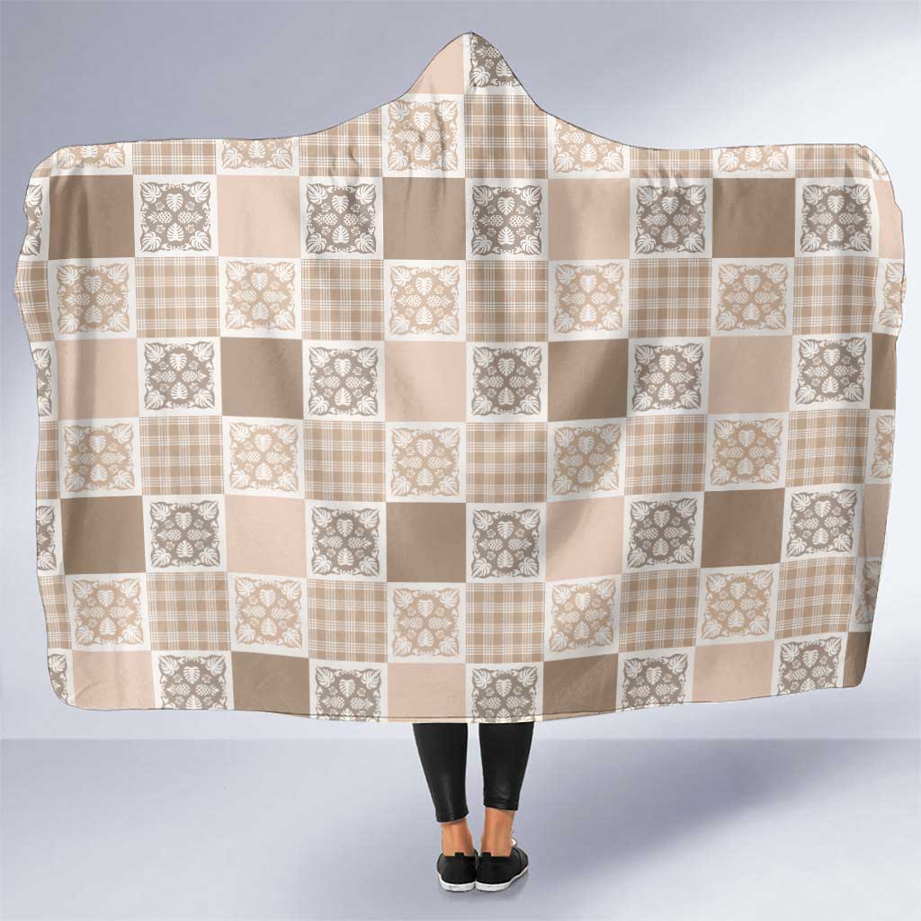Hawaiian Palaka Quilt Pattern Hooded Blanket Hawaii Culture Tropical Flowers Mix - Polynesian Pride